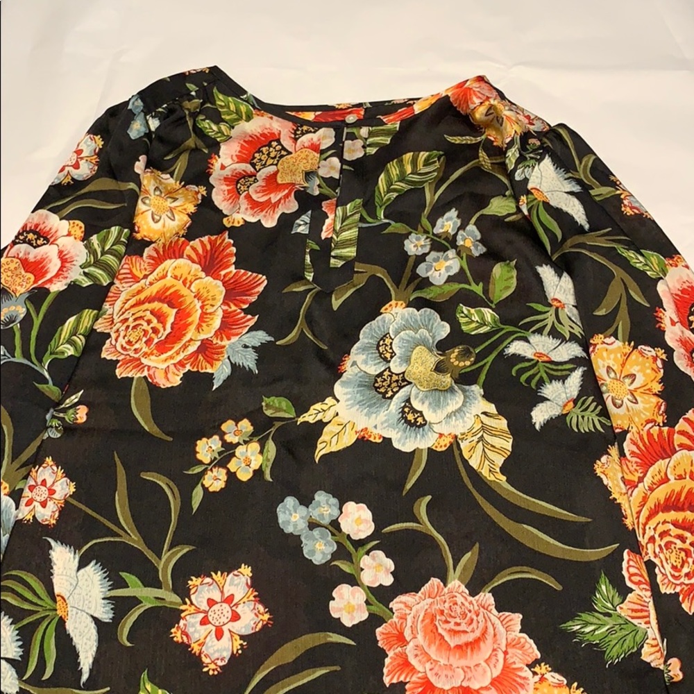 LOFT Black Patterned Blouse / Size M